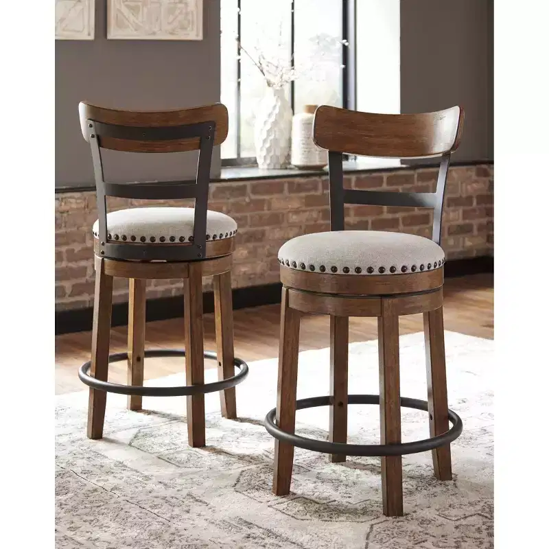 Valebeck Upholstered Swivel Counter Height Barstool - 24-Inch