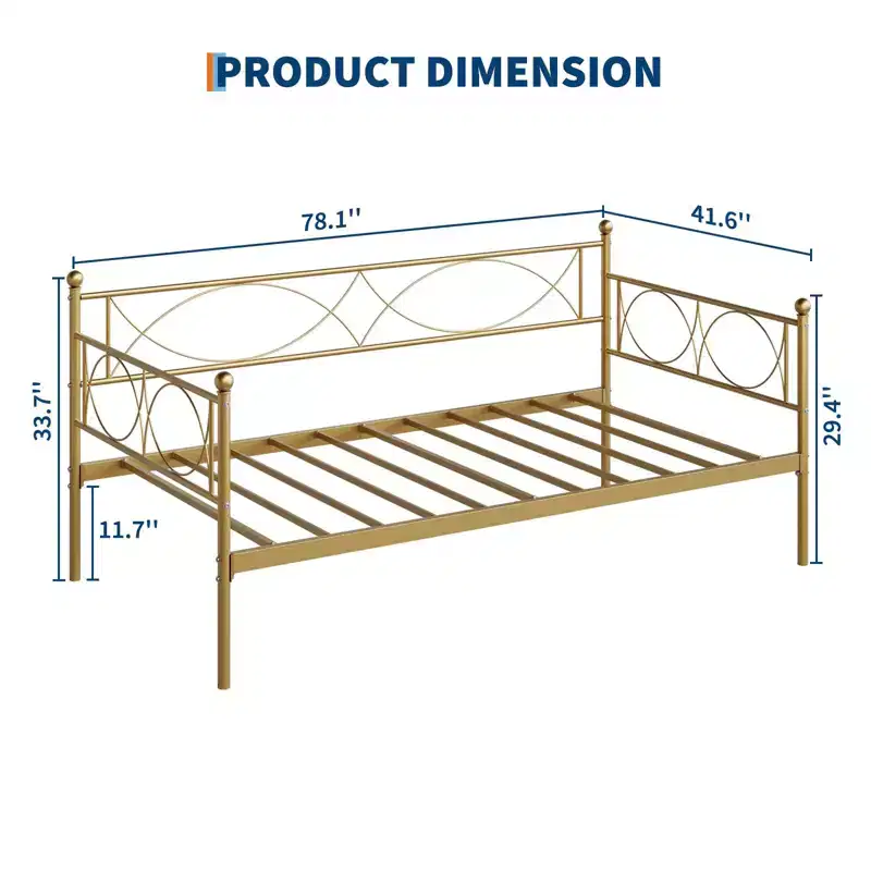 Daybed Twin Size Stylish Headboard and Premium Steel Slat Support, Multifunctional Twin Daybed Trundle Bed Frame for Bedroom, Living Room, Guest Room