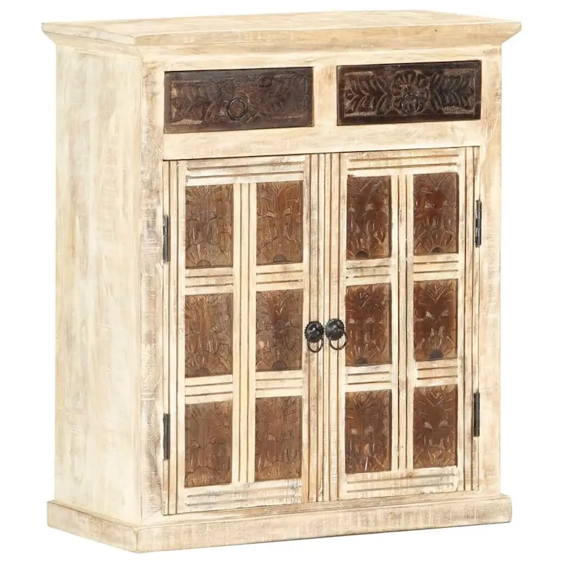 vidaXL Sideboard White 25.6x11.8x29.5 Solid Mango Wood