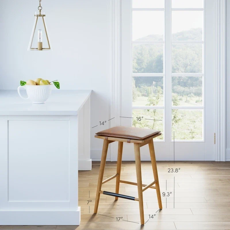 Boucle Upholstered Backless Counter Height Barstool with Cushion, Metal Legs, Modern Style