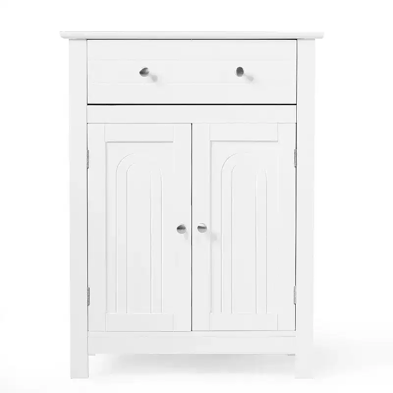 Bathroom Storage Cabinet Free Standing Large Drawer W/Adjustable Shelf White