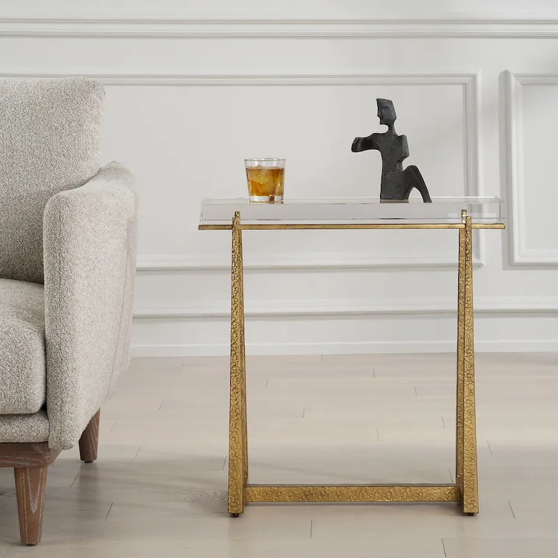 Uttermost Midas Thick Crystal Accent Table - 24H x 24W x 8.625D