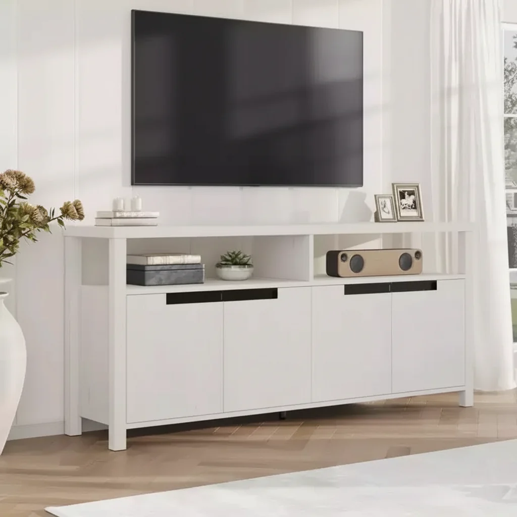 Brown Rustic Farmhouse TV Stand, 2-Person Assembly, Fits TVs up to 63
