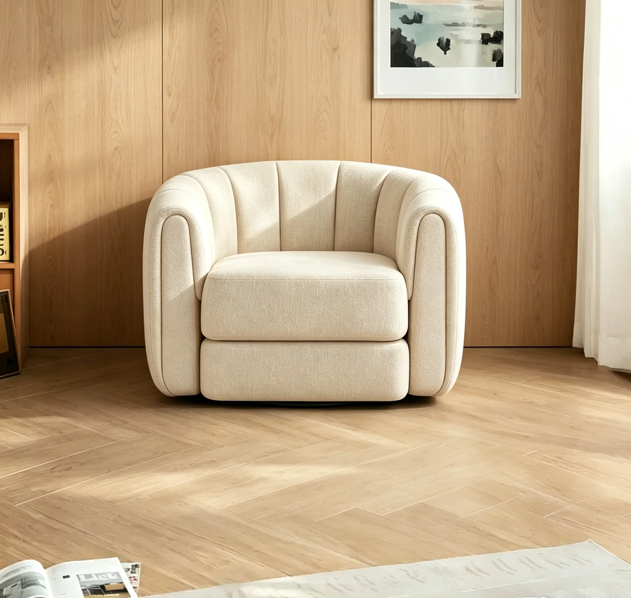 Modern Swivel Barrel Chair