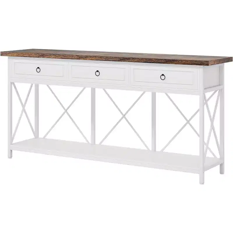 Lantine 70.9 Farmhouse Console Table with 3 Drawers, Narrow Long Sofa Foyer Table with Storage Shelf for Entryway, Hallway