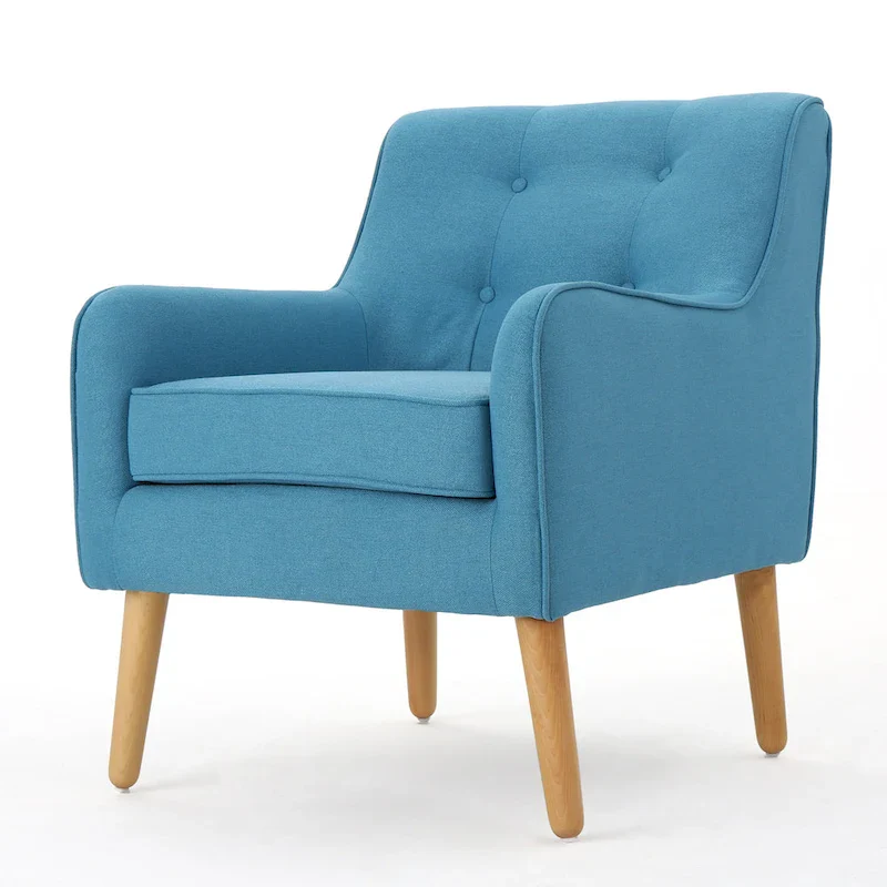Upholstered Button-Tufted Accent Chair with Iron Hairpin Legs
