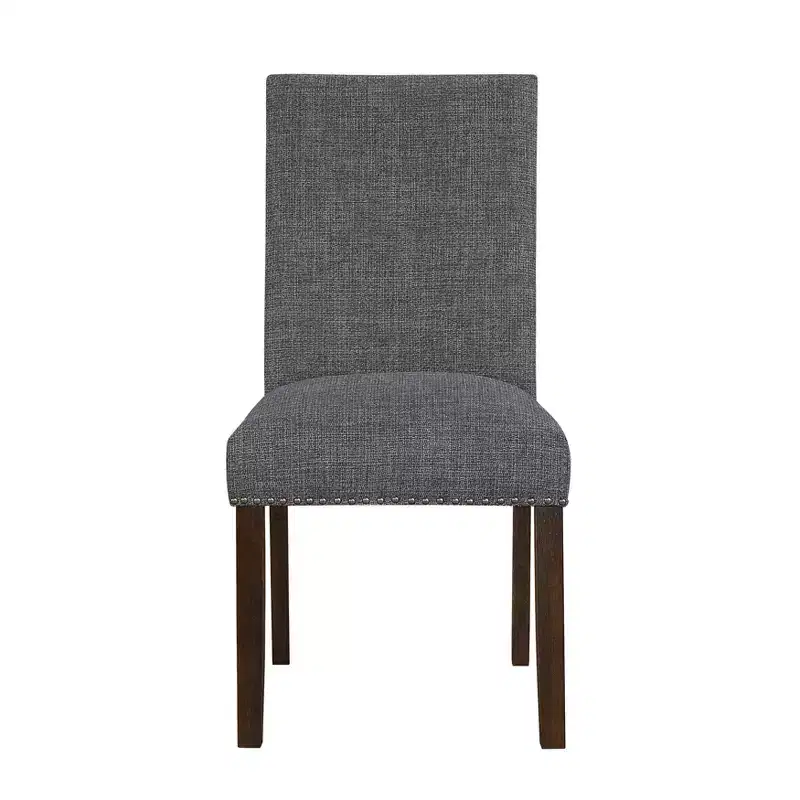 GDFStudio Carter Modern Classic Wood Upholstered Dining Chairs with Textured Fabric Seat Back and Nailhead Trim (Set of 2)