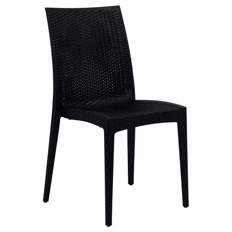 LeisureMod Mace Mid-Century 7-Piece Rectangular Outdoor Dining Set with 4 Side Chairs and 2 Armchairs