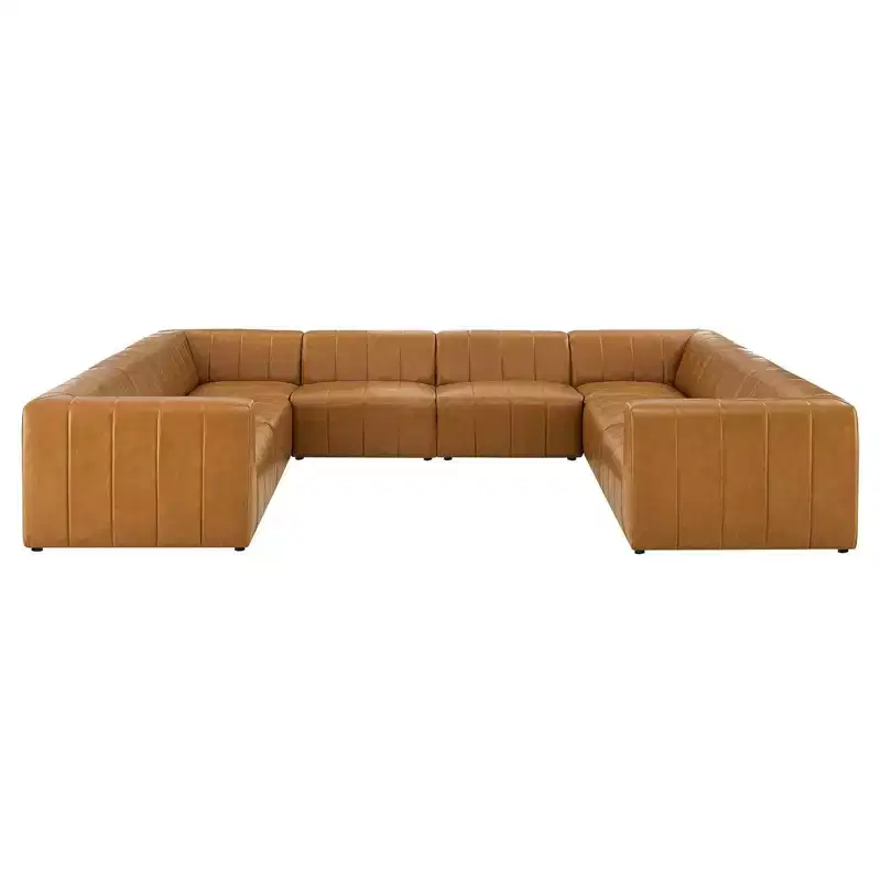 Modway 8pc Bartlett Vegan Leather Sectional Sofa Set Tan: Modern U-Shaped, No Assembly Required