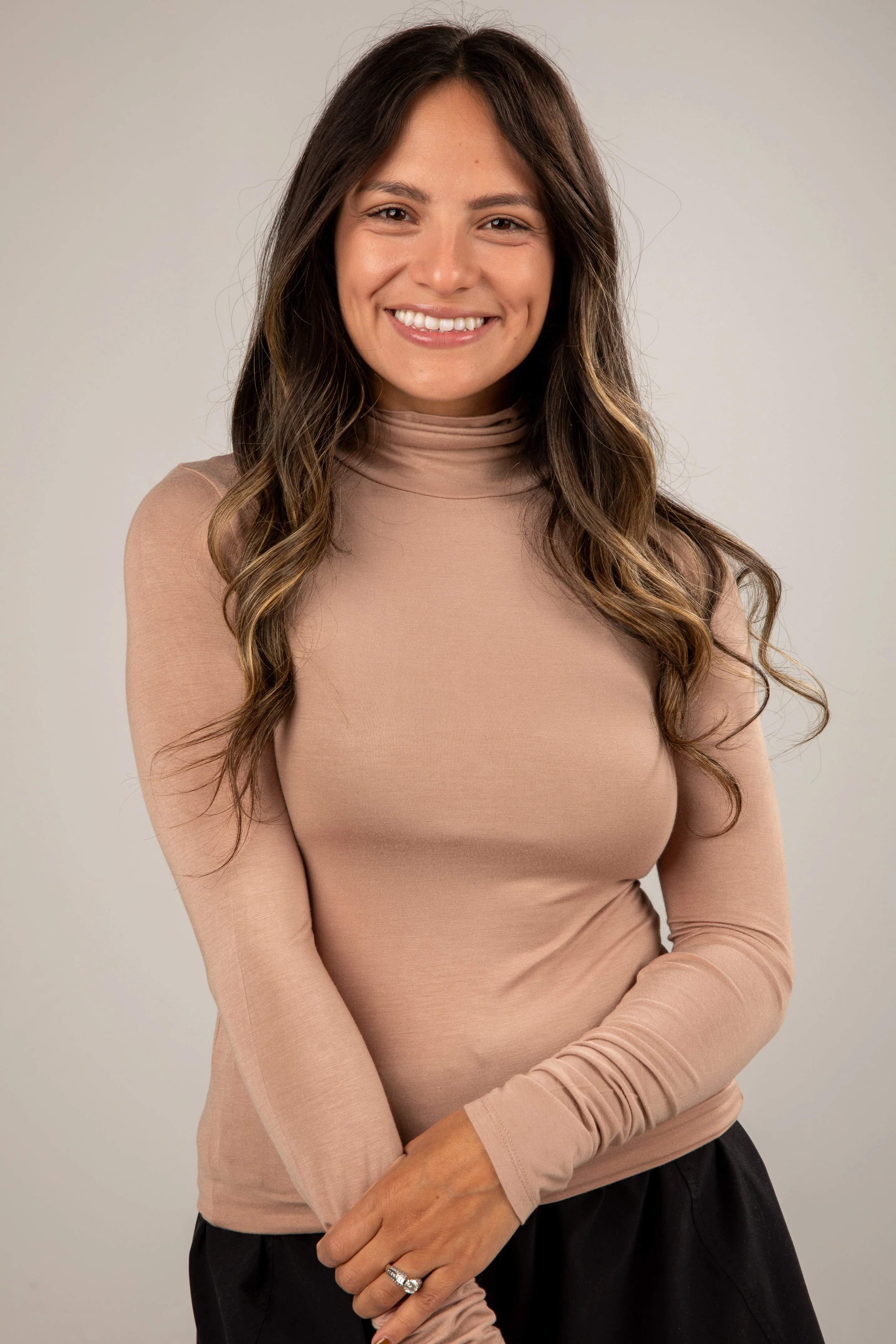 Mock Neck Long Sleeve Relaxed Rayon Top