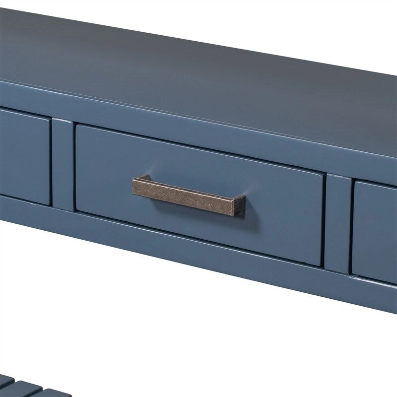 Long Entryway Console Sofa Table with Drawers, Farmhouse Wood Sofa Tables Console Table with 4 Drawers and 2 Shelves