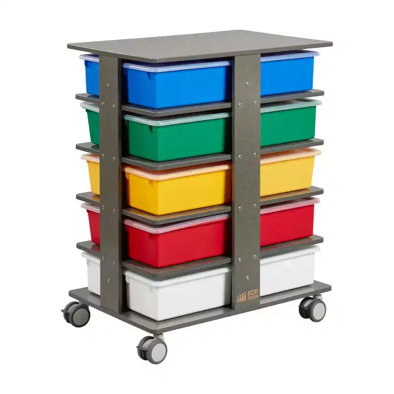 20 - Compartment Mobile Storage Tower and 20 Cubby Bins, 5x4, Kids Furniture