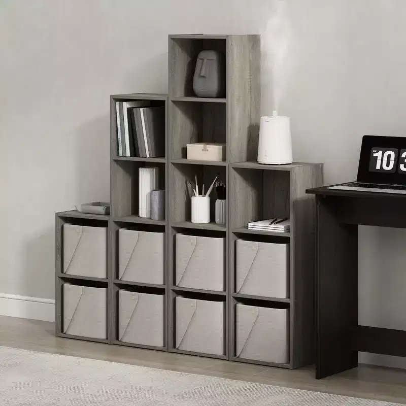 2 Cube Storage Bookcase Multi-functional Dispaly Bookshelf Cabinet Furniture,French Oak