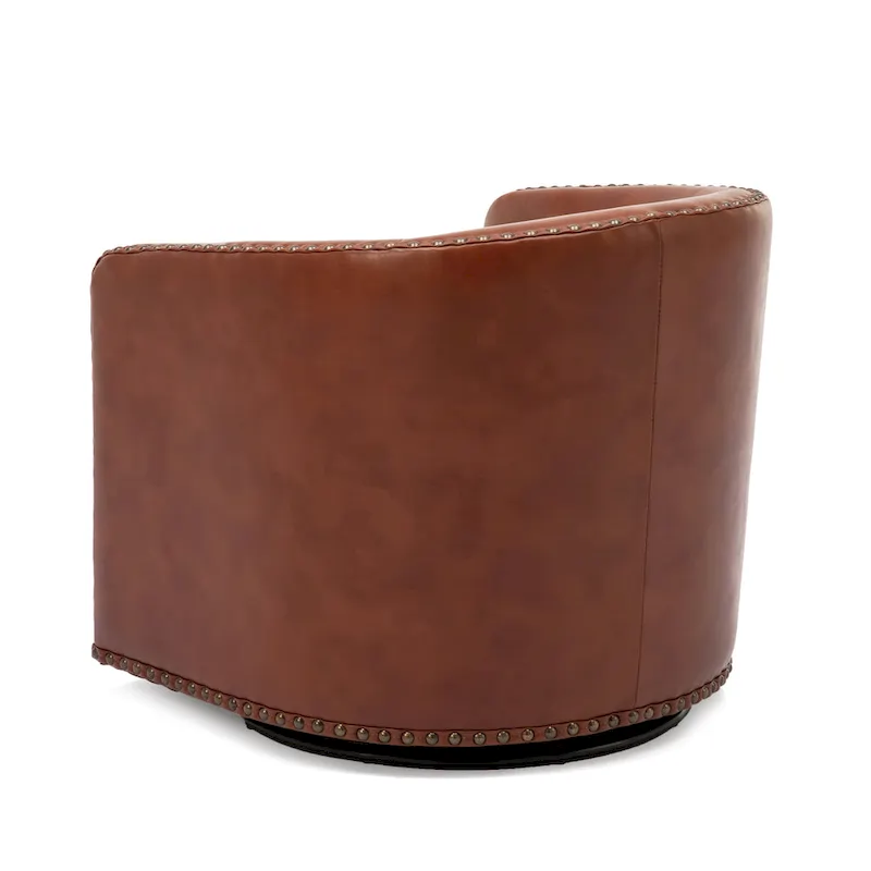 Truman Faux Leather Swivel Arm Chair with Nailhead Trim by Greyson Living