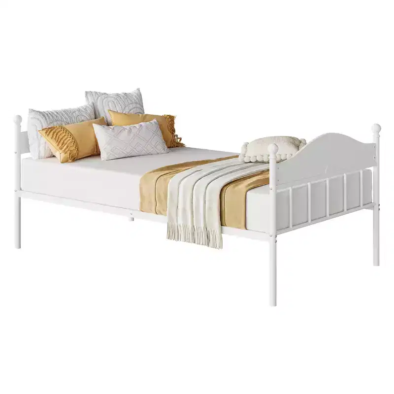 Heavy-Duty Twin Daybed with Hidden Storage  350 lb Capacity, Metal Frame, Wood-Trimmed Headboard, No Box Spring Needed