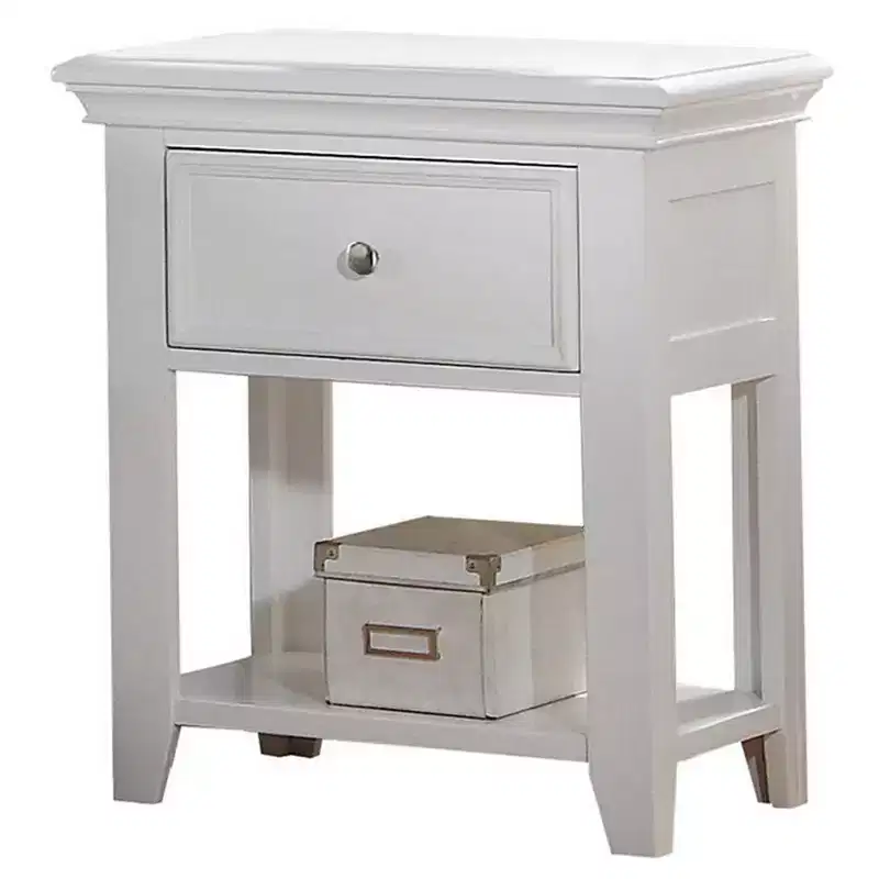 22" Lacey Nightstand White - Acme Furniture: Elegant Bedside Table with Storage, No Assembly Required