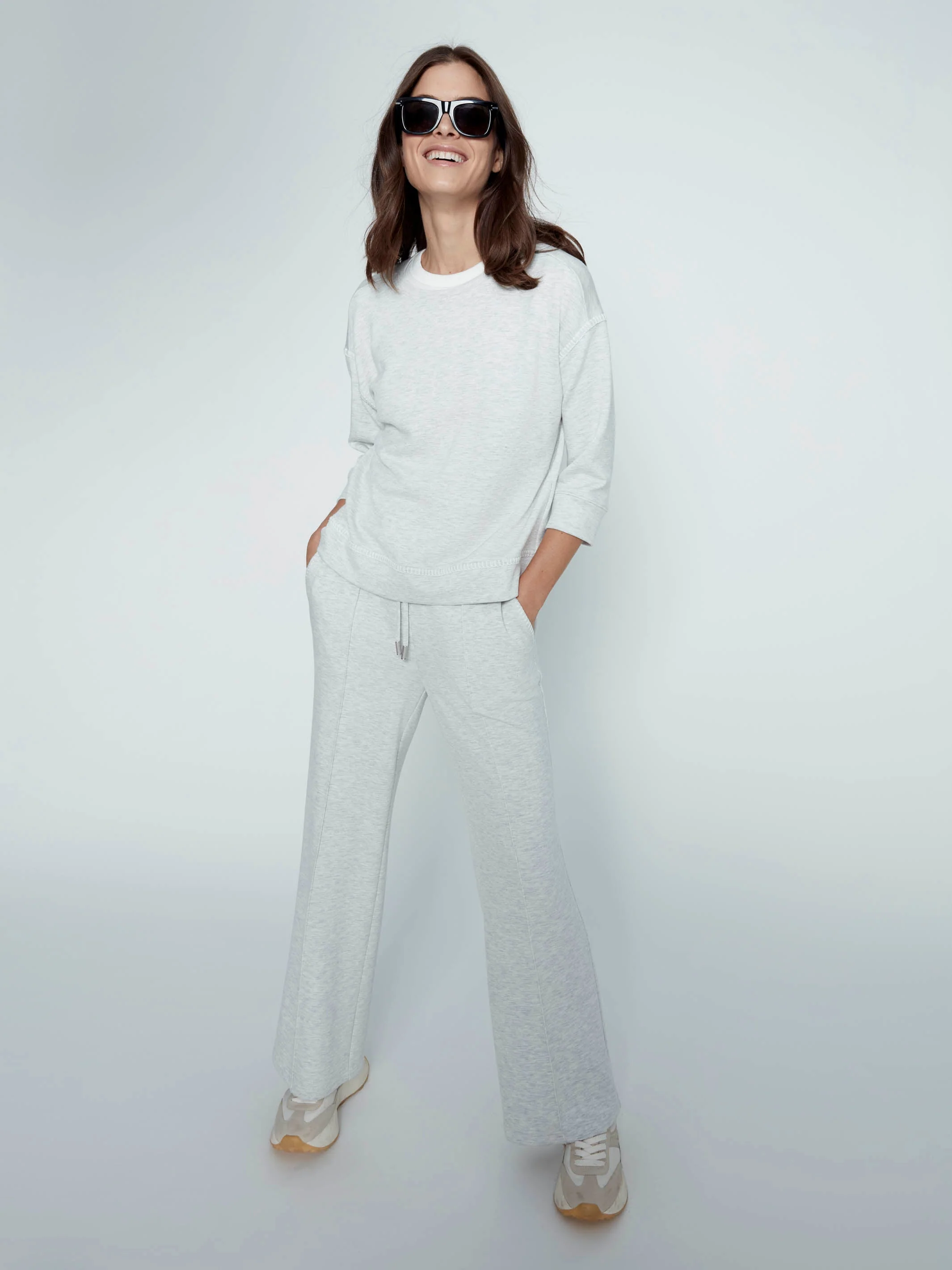 3/4 Sleeve Top - Heather Light Grey