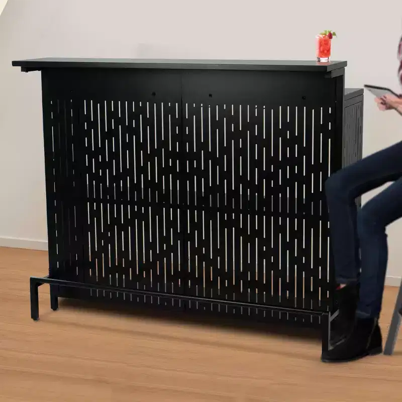 Indoor Bars with Storage Cabinet and Shelves - Black Bar Unit for Kitchen Storage Organization with Shelves