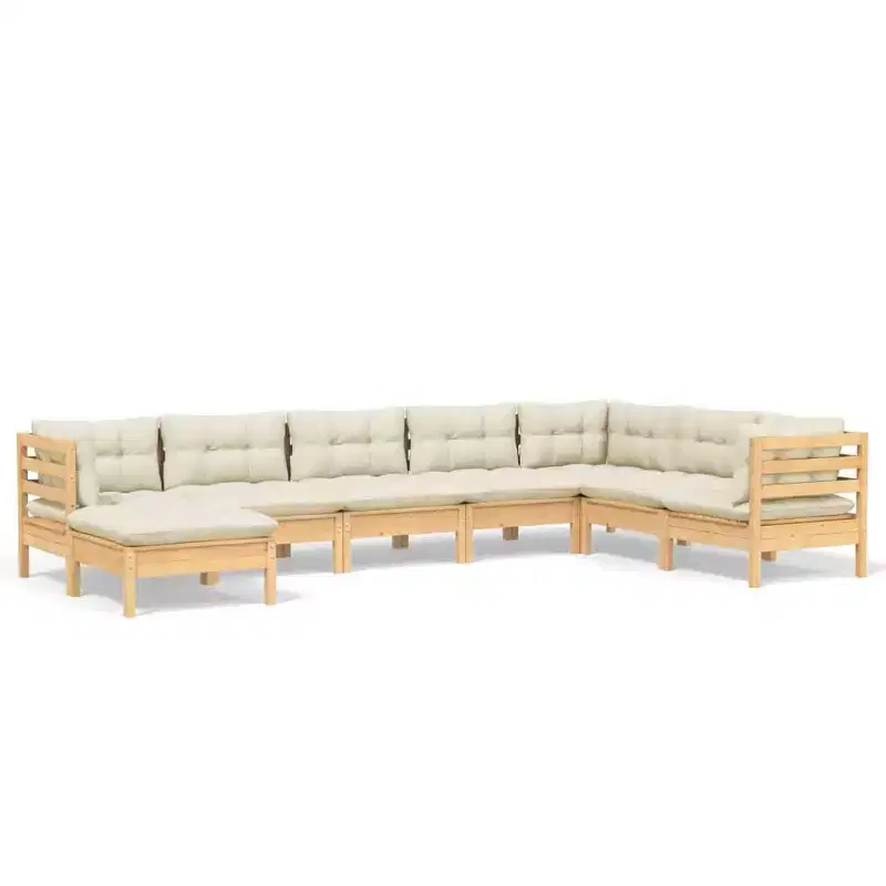 vidaXL Modular Garden Lounge Set - Solid Pinewood, Cushions
