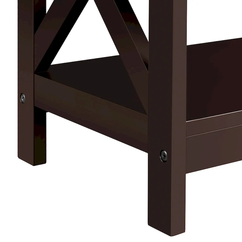 Yaheetech 3-Tier Wooden Console Table with Power Outlet Sofa Side Table