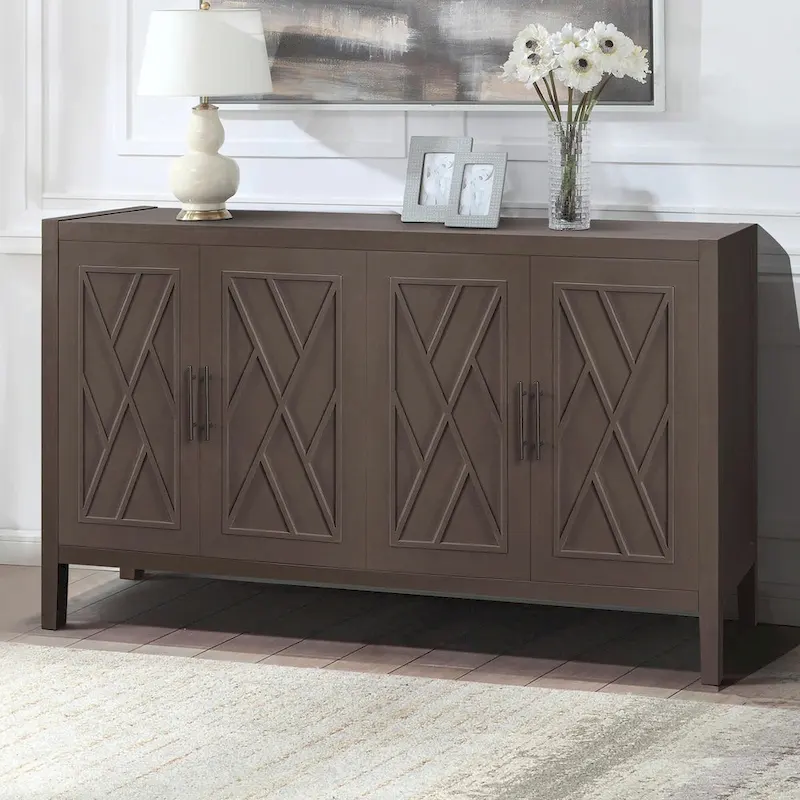 Vintage American Country Wooden Sideboard with Four Doors