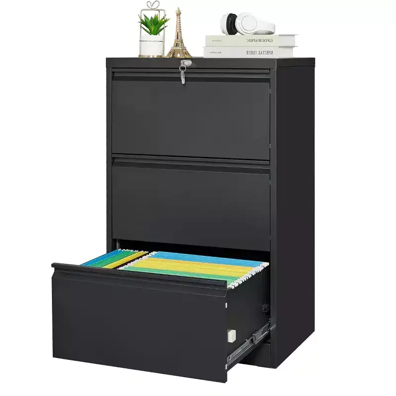 3 Drawer, Lateral File Cabinet with Lock, Large Capacity Office Storage, for Home, Office