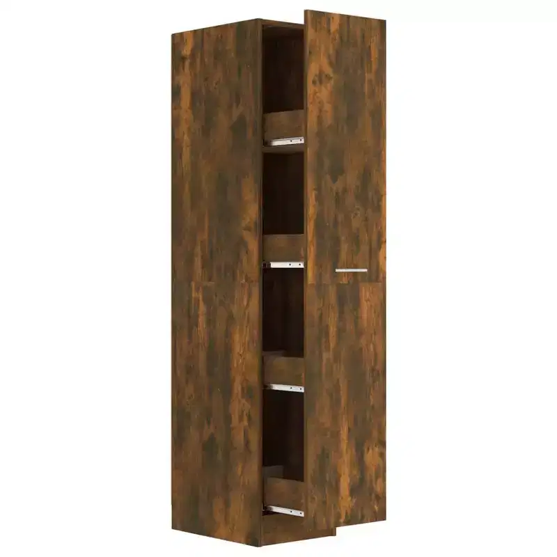 vidaXL Smoked Oak Apothecary Cabinet - Ample Storage, Engineered Wood, Pull-Out Design Ideal for Office, Living Room, Bedroom or Kitchen