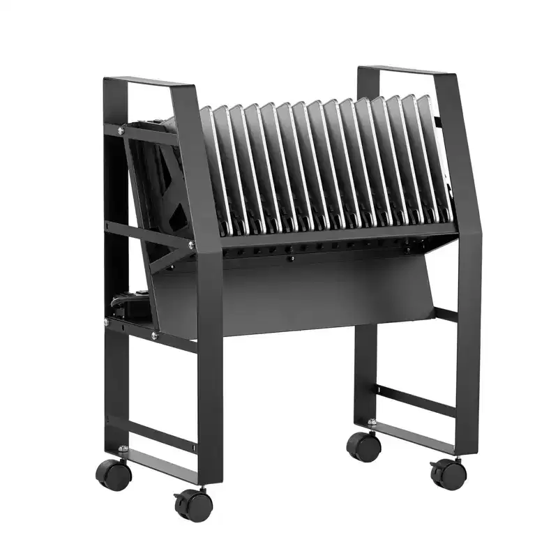 Charging Cart, 16 Device Mobile Open Charging Station, Up to 15.6 in Screen Size, Office and Classroom Mobile Charging Cart, Black