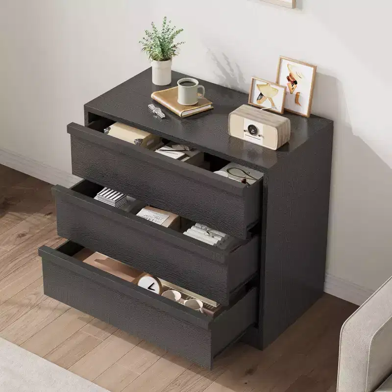 3 Drawer Nightstand, 30in Tall Modern Bedside Table with Large Storage & Anti-Tip Design, Small End Side Table for Bedroom, Living Room, Entryway