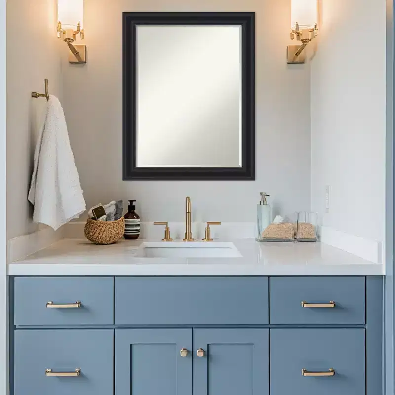 Half-Inch-Bevel Framed Bathroom Vanity Wall Mirror