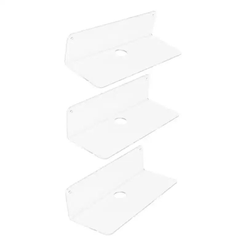 Unique Bargains Bathroom Bedroom Kitchen Acrylic Wall Floating Shelves 9 x 4 3 Pcs