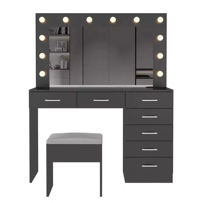 Black Vanity Table Set