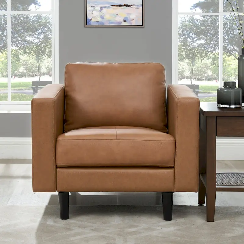 Premium Cowhide Leather Chair With High Density Cushions and Large Seating Space