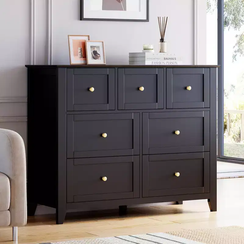 Acekool 7 Drawer Dresser, Modern Wood Chest, Deep Storage Drawers & Wide Top, Safety Anti-Tip, for Bedroom, Living Room