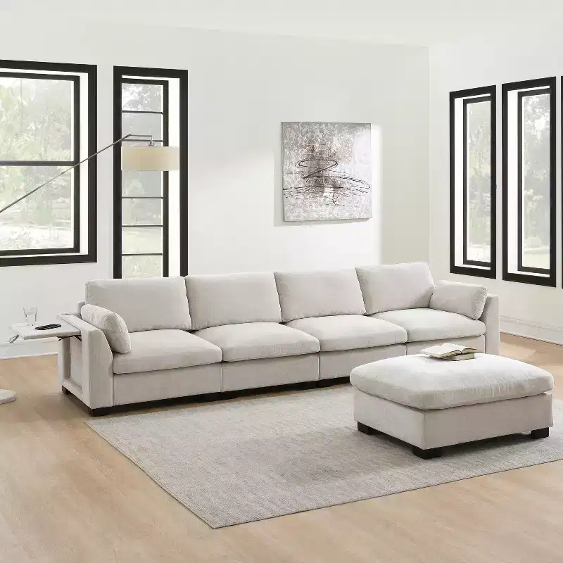Merax 5-Seat Chenille Upholstery L-Shaped Modular Sectional Sofa