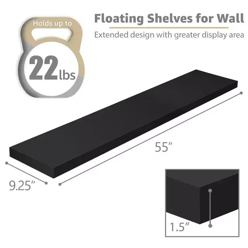 Sorbus 3 Pack 55 Inch Wall Mounted Floating Shelves - for Bathroom, Wall Decor for Bedroom, Kitchen, Living Room, Book Storage