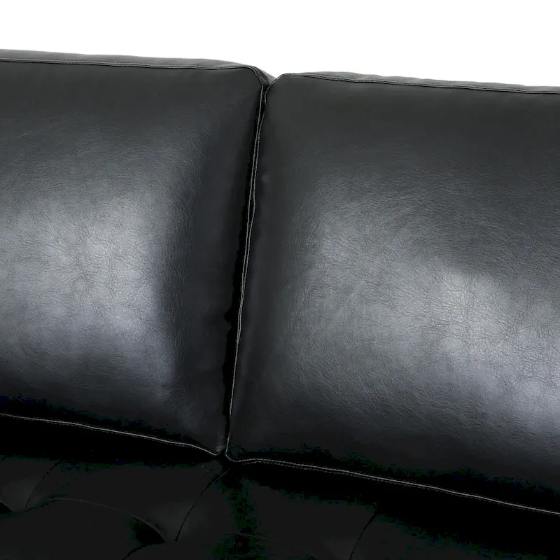 Modern 82.25 Faux Leather 3-Seater Sofa with Wood Legs