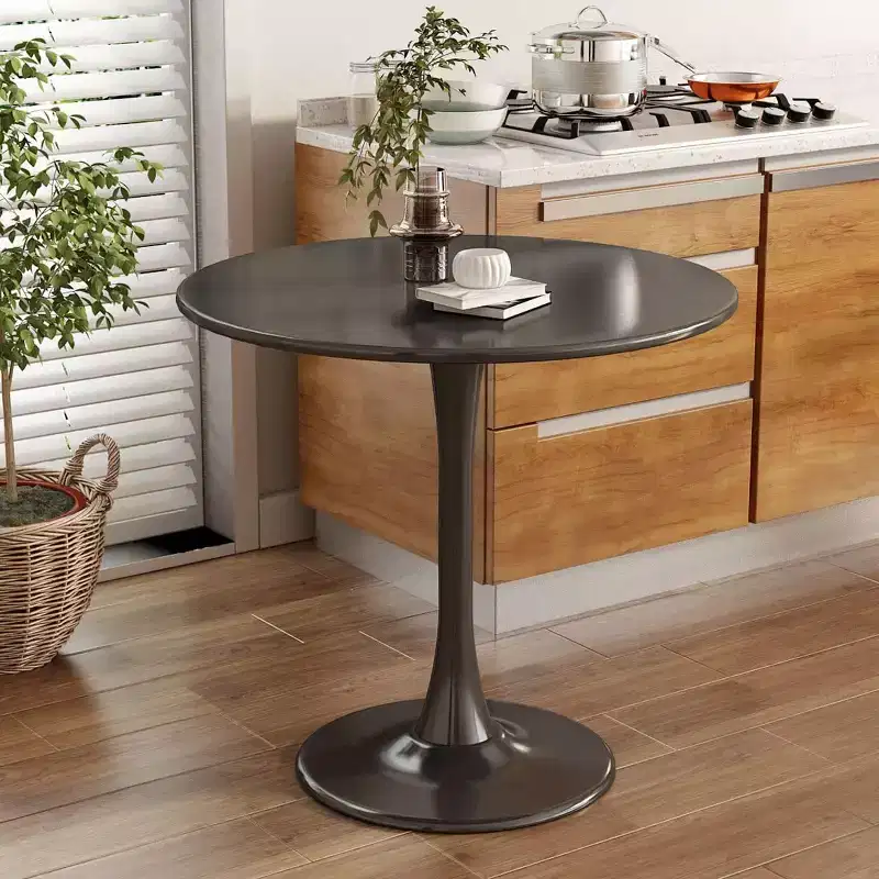 JVNOXK 24 Inch Modern Mid-Century Round Table, Dining Table, Tulip Kitchen Table, Living Room Coffee Table, Oval Dining Table, Black