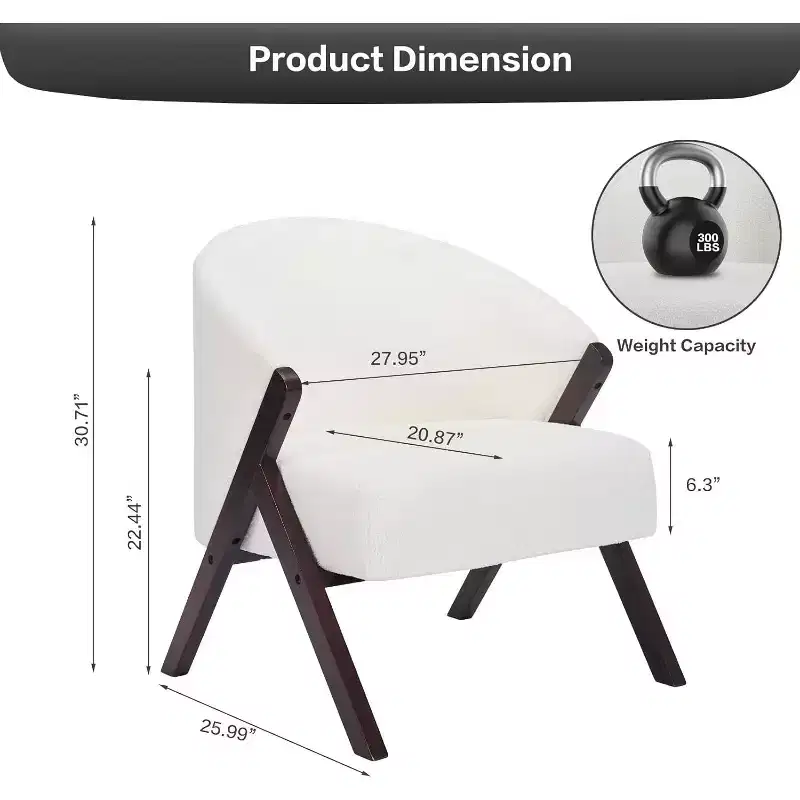 Modern Accent Chair, Mid Century Accent Chair with PU, Upholstered Comfy Reading Chair, Armless Side Sofa Chair for Living Room Bedroom