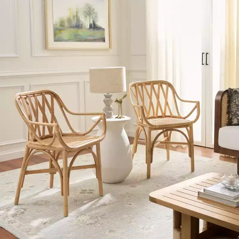 Rattan Arm Chair with White Washed or Natural Finish