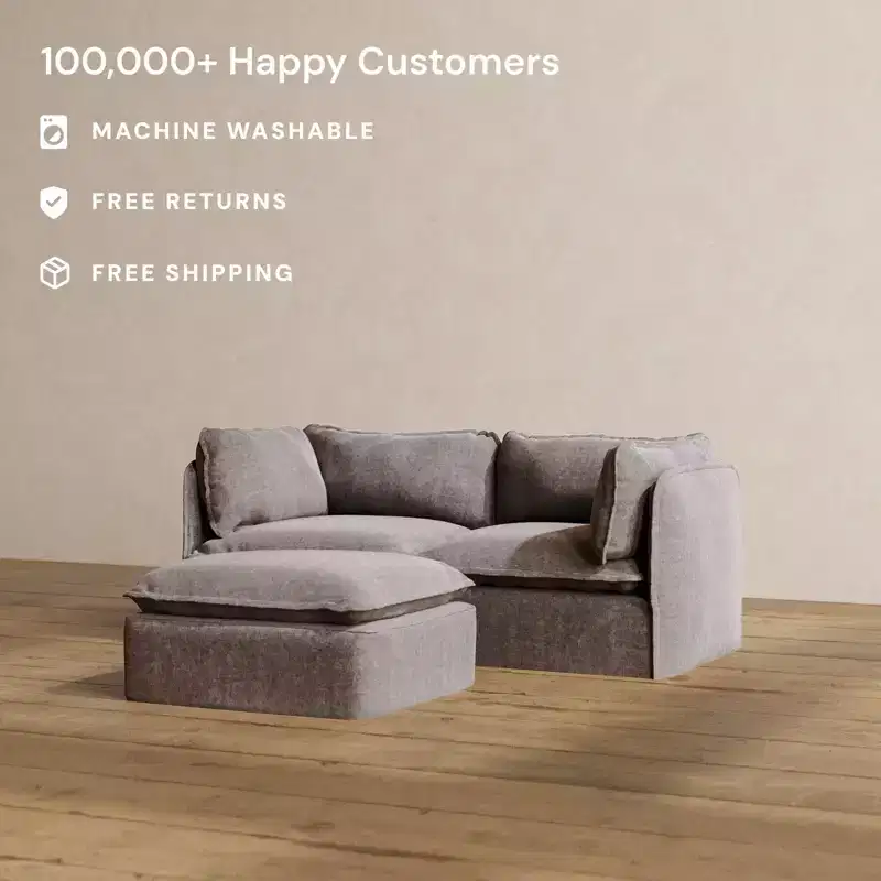 Anabei Modular Washable 2-Seater Sofa + Ottoman | Memorix+ Seat & Contour Pillow