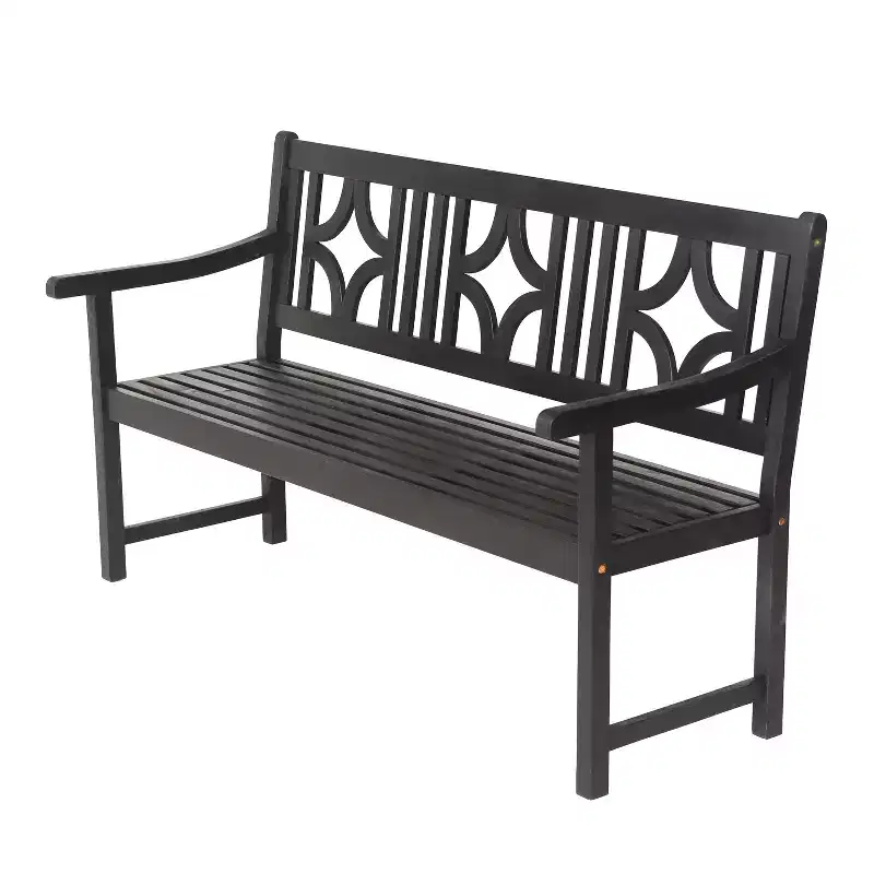 JONATHAN Y Sloane 59.1 3-Seat Ogee Diamond-Back 600-Lbs Support Acacia Wood Outdoor Garden Patio Bench