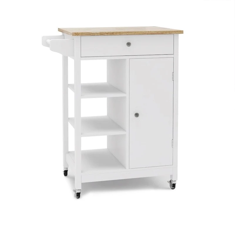 Kitchen Rolling Trolley Cart with Adjustable Shelves and Towel Rack