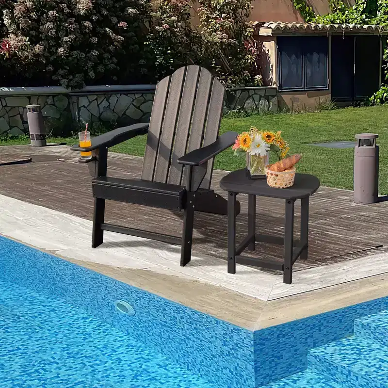 Costway Patio Adirondack Chair Weather Resistant Garden Deck W/Cup Holder White\Black\Grey\Turquoise\Navy\Red