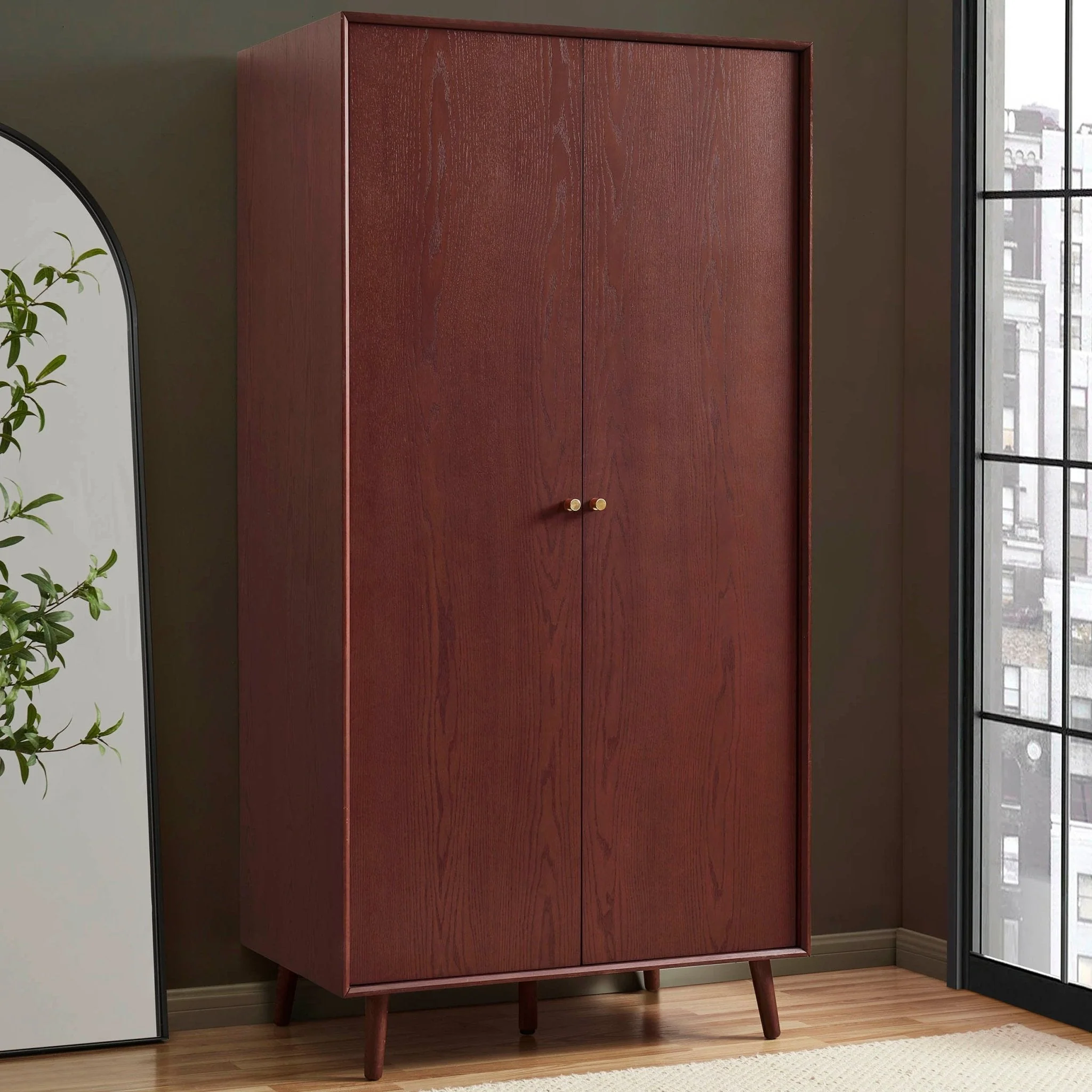 Oak 2 Door Wardrobe - Cherry Wood