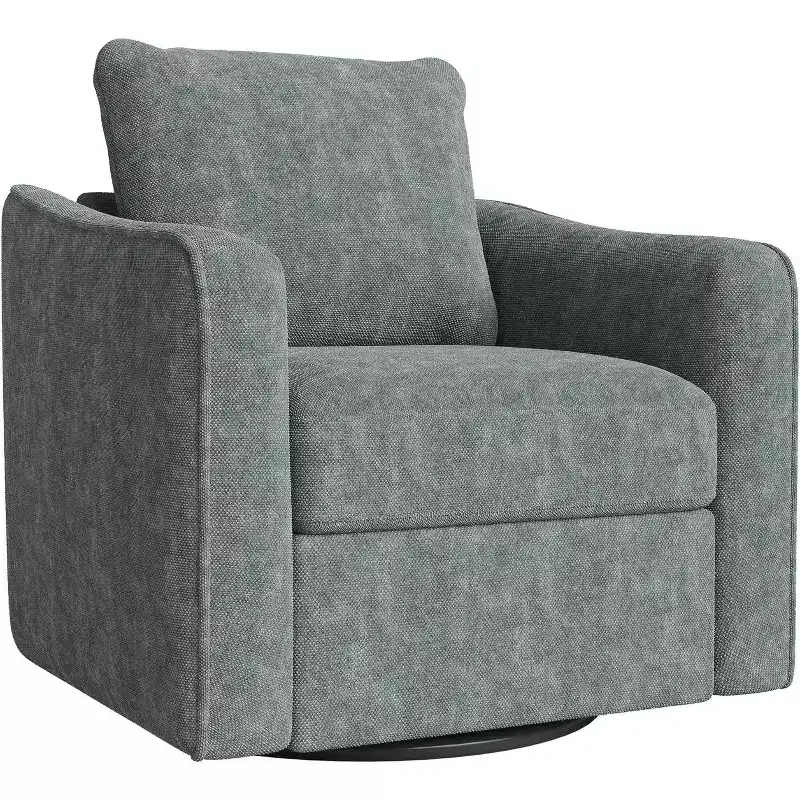 360 Swivel Accent Chair, Ergonomic Backrest, Linen Upholstery, Steel Base, 440 lbs Support, for Living Room, Bedroom, Office