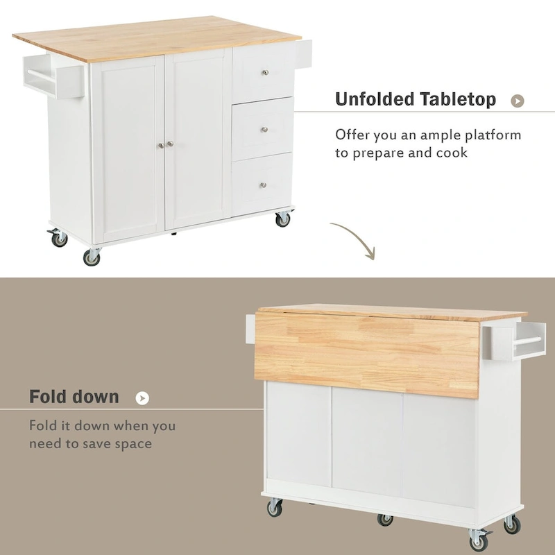 Multifunctional Kitchen Cart with Spice Rack and Adjustable Shelves
