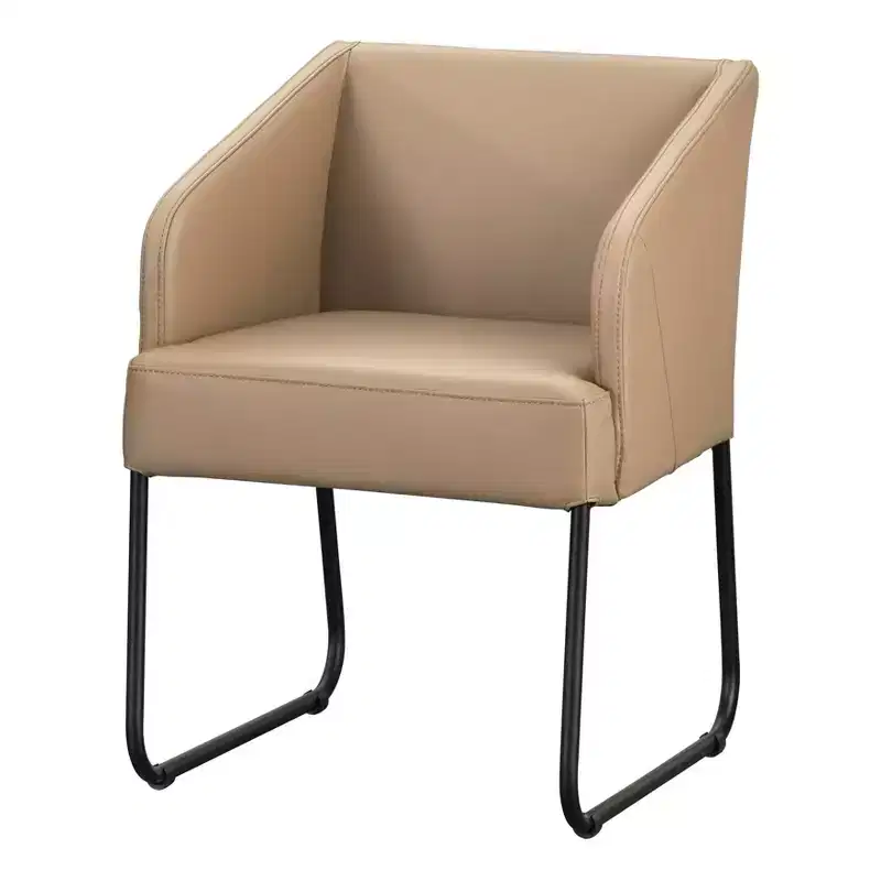Modern Leather Dining Chair, Khaki