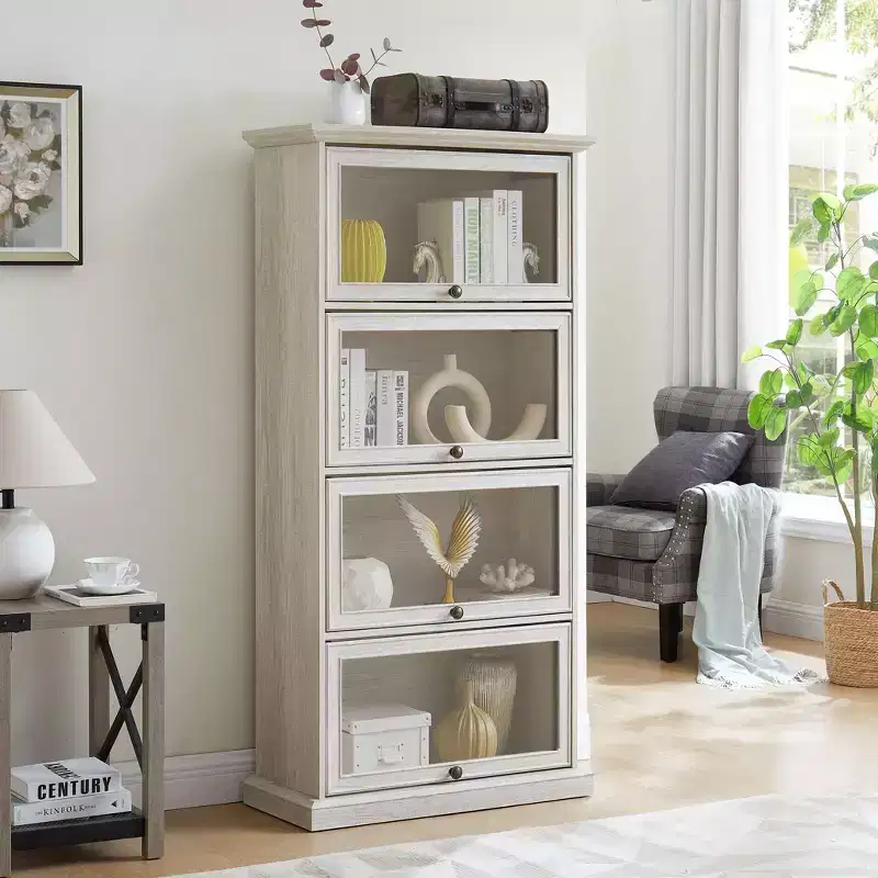 Okak Modern Free-Standing Showcase Display Bookshelf Multifunctional Bookcase,Storage Organizer Display Stand for Living Room,Office