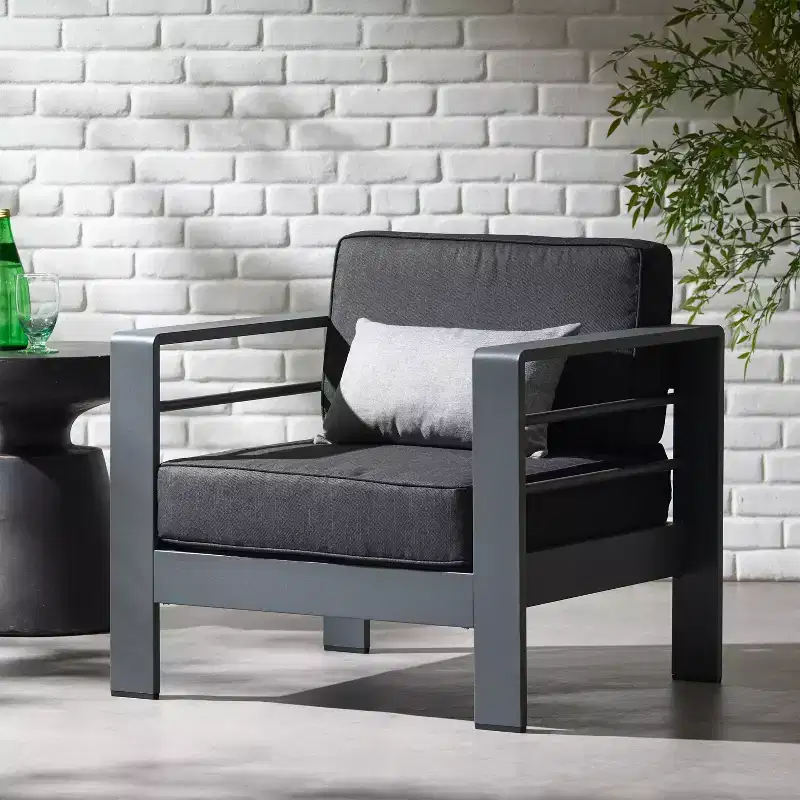 Christopher Knight Home Cape Coral Outdoor Aluminum Club Chair with Water-Resistant Cushions